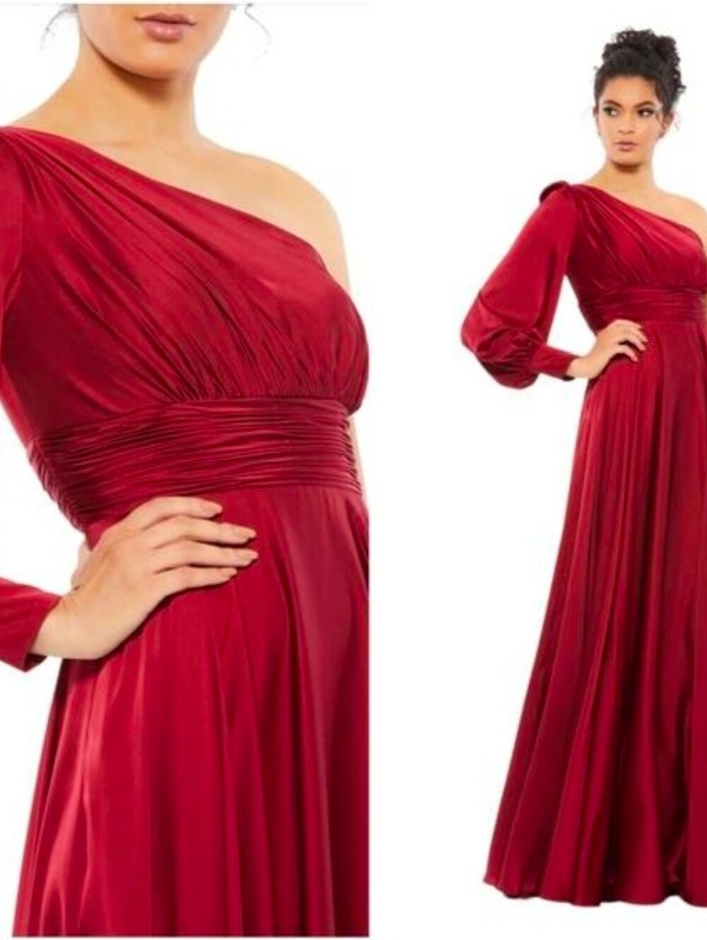 Mac Duggal NWT Burgundy Red One-Shoulder Evening Maxi Gown Dress Size 4 #67866